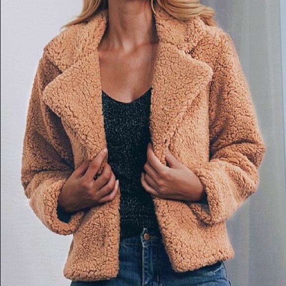 Maison Mascallier Jackets & Blazers - Khaki Faux Shearling Coat